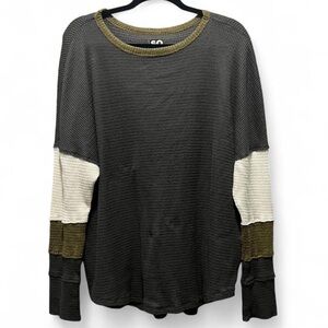 SO Gray and Olive Colorblock Sweater